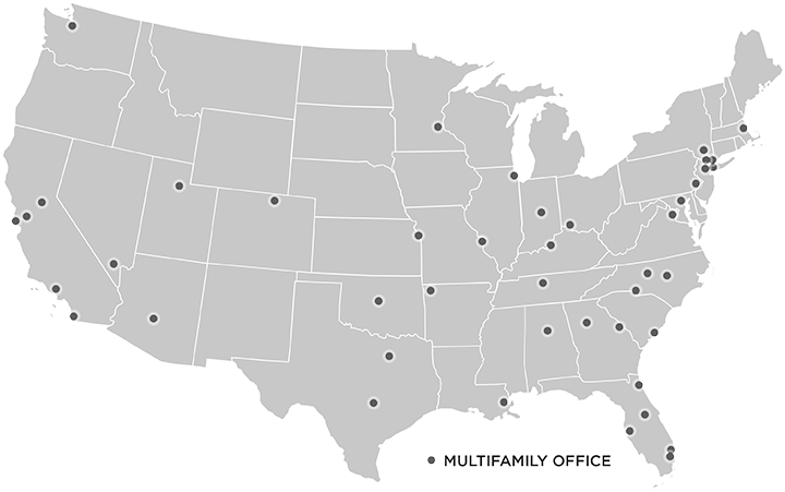 map showing multifamily offices and coverage